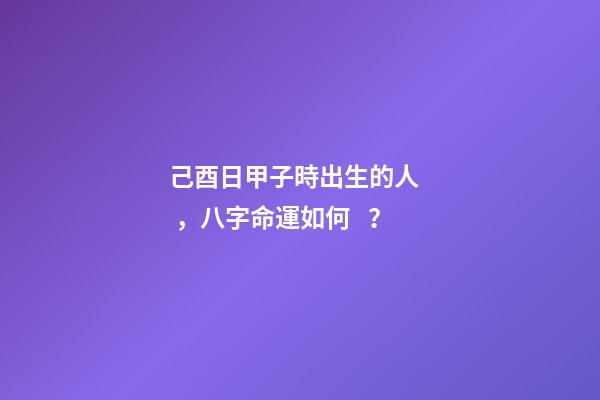 己酉日甲子時出生的人，八字命運如何？